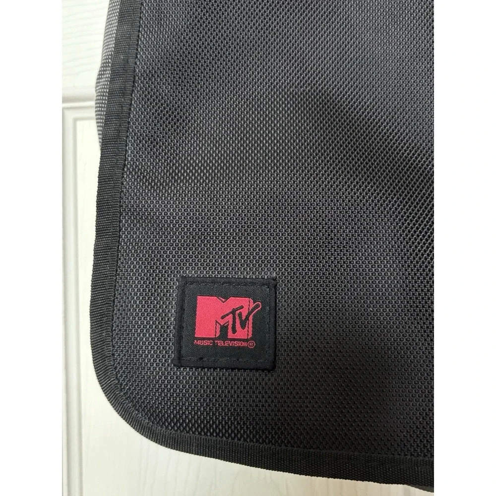 Vintage MTV Messenger Bag Black Gray Red Logo Adjustable Strap Promotional Logo